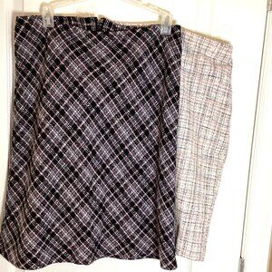 2 Women's Vintage Style Plaid Pencil Knee Length Skirt Lined Y2K